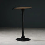 Tables de bar rondes modernes en bois gris avec piètement tulipe