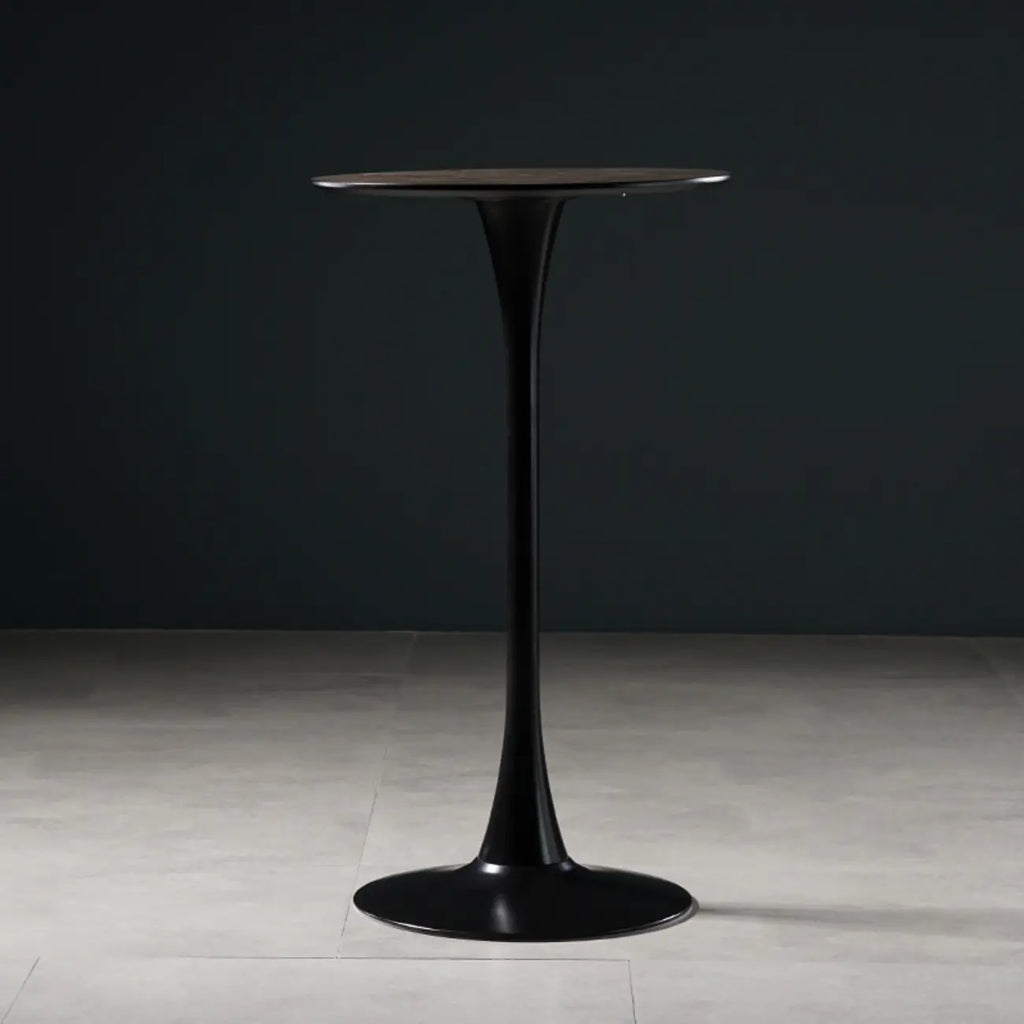 Tables de bar rondes modernes en bois gris avec piètement tulipe