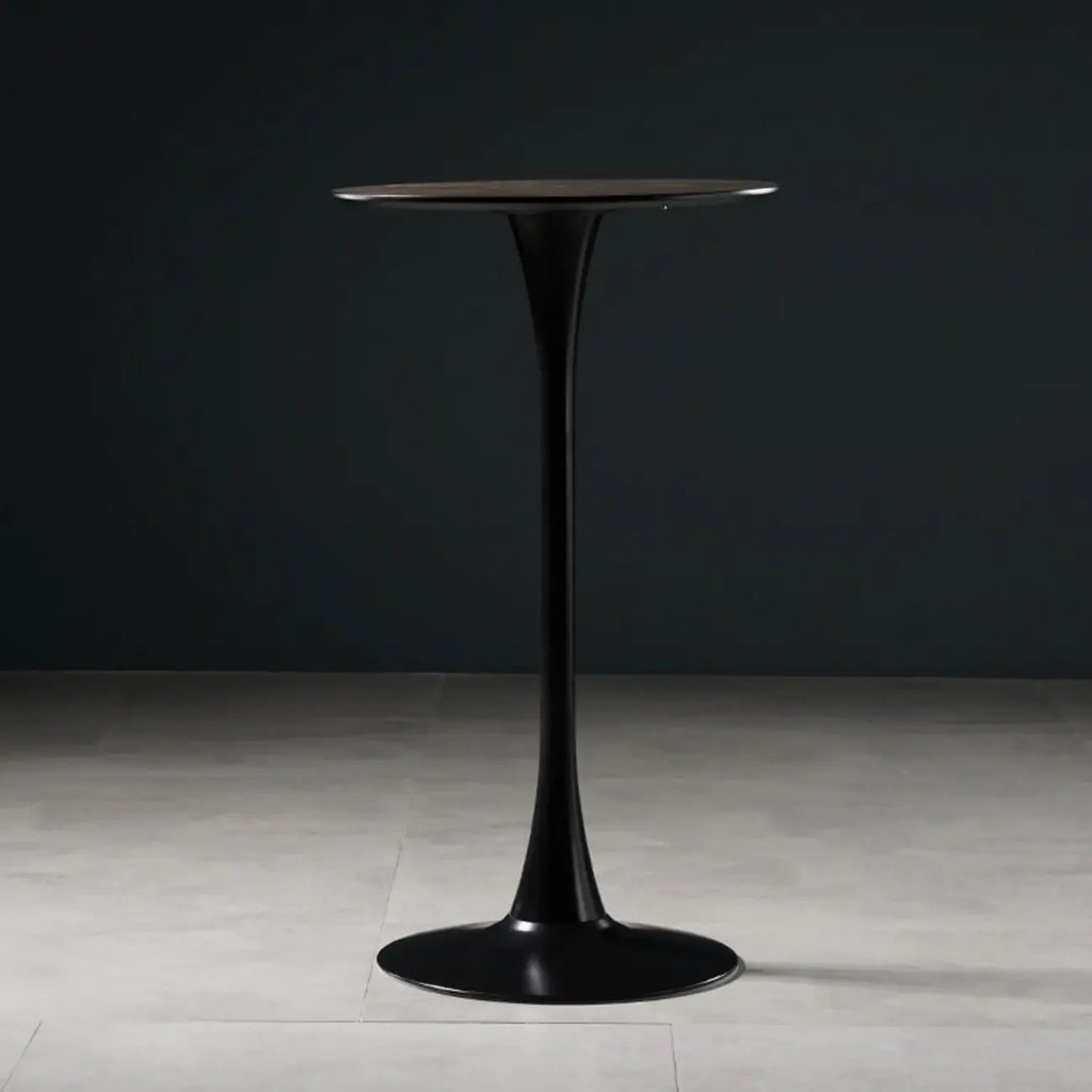 Tables de bar rondes modernes en bois gris avec piètement tulipe