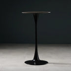 Tables de bar rondes modernes en bois gris avec piètement tulipe