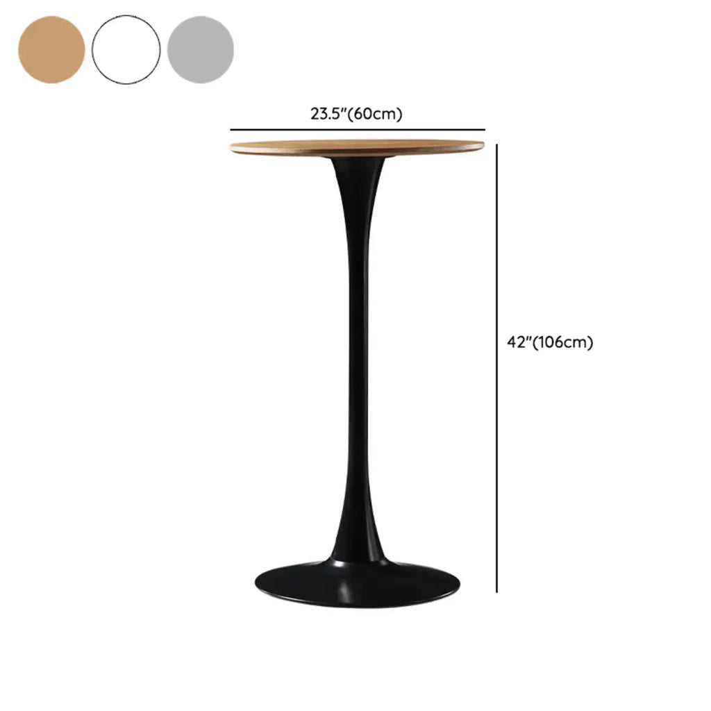 Tables de bar rondes modernes en bois gris avec piètement tulipe