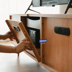 Meuble TV long scandinave en bois de cerisier avec porte
