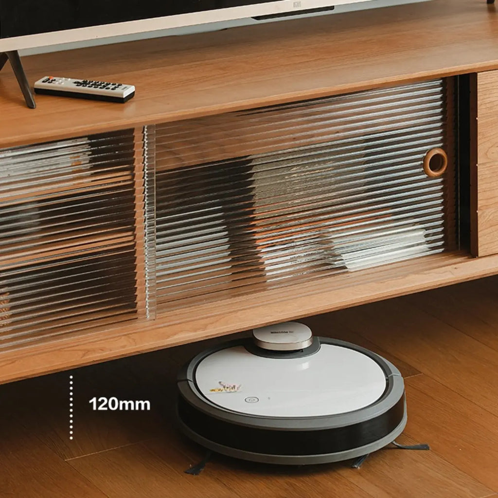 Meuble TV long scandinave en bois de cerisier avec porte