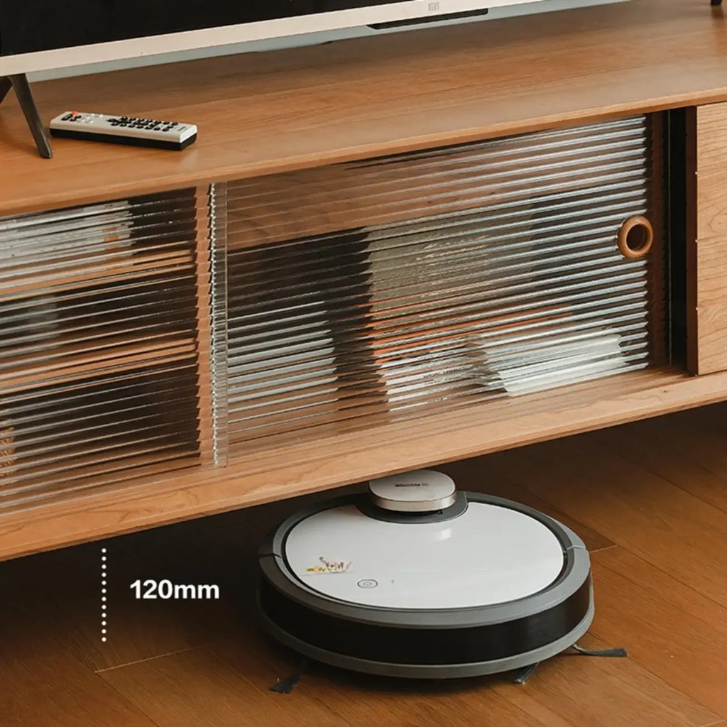 Meuble TV long scandinave en bois de cerisier avec porte