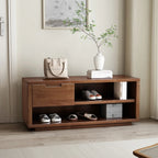 Banc de rangement à chaussures Singer en bois d'hévéa avec tiroirs pour entrée