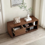 Banc de rangement à chaussures Singer en bois d'hévéa avec tiroirs pour entrée