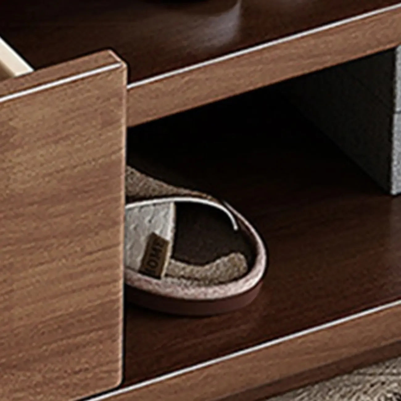 Banc de rangement à chaussures Singer en bois d'hévéa avec tiroirs pour entrée