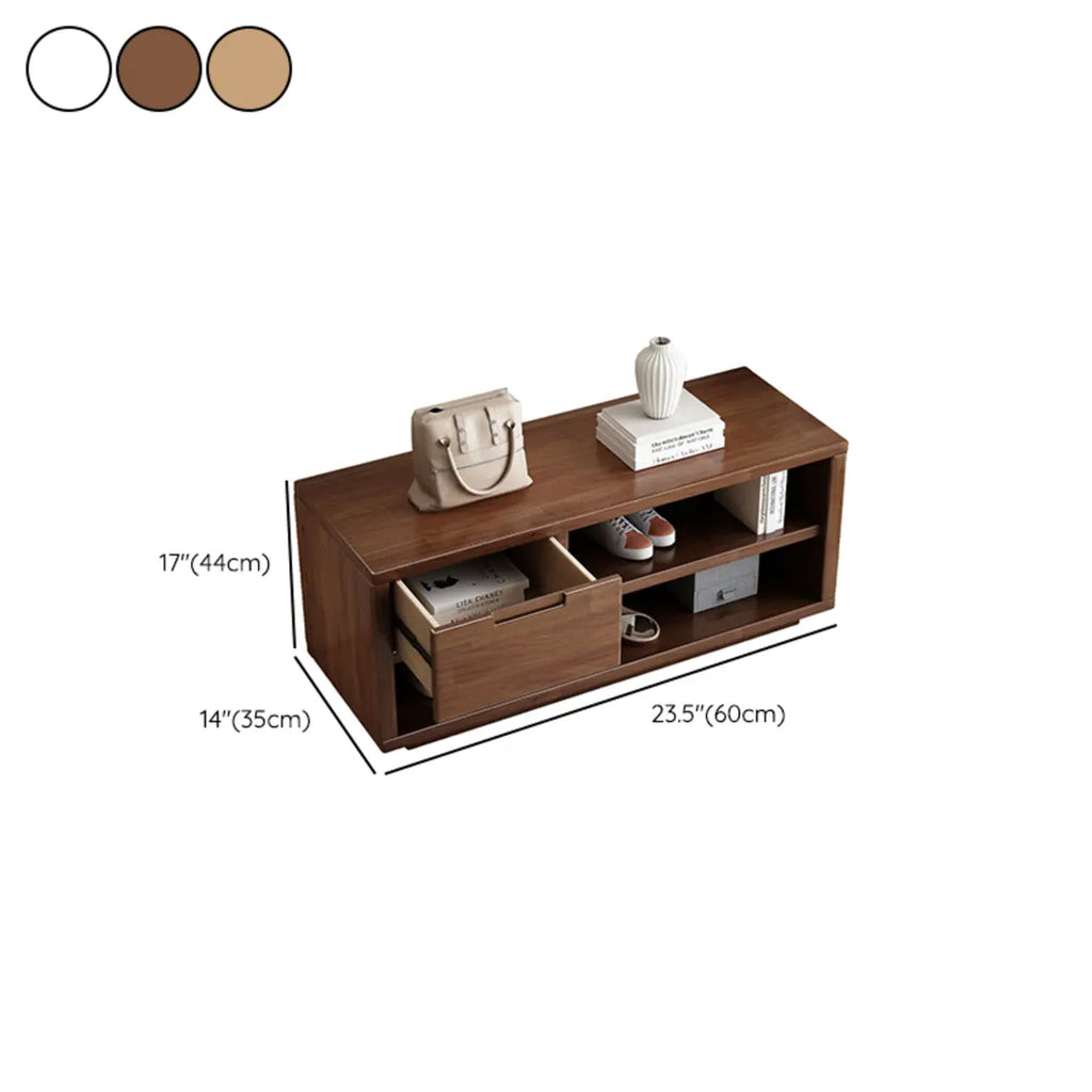 Banc de rangement à chaussures Singer en bois d'hévéa avec tiroirs pour entrée
