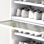 Meuble de rangement à chaussures vertical blanc à portes vitrées