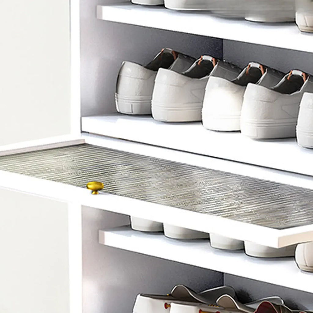 Meuble de rangement à chaussures vertical blanc à portes vitrées