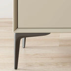 Table de chevet moderne en bois et similicuir abricot à 2 tiroirs