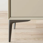 Table de chevet moderne en bois et similicuir abricot à 2 tiroirs
