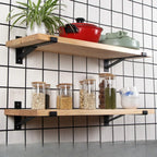 Étagères de rangement murales en pin naturel pour la cuisine