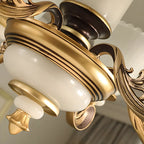 Lampadario regolabile da sala da pranzo dorato in vetro a forma di campana con luce orientata verso l'alto