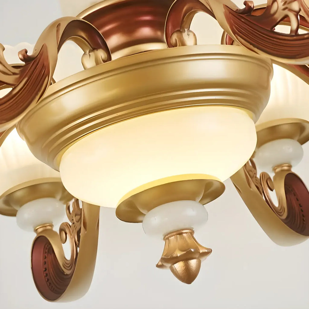 Lampadario regolabile da sala da pranzo dorato in vetro a forma di campana con luce orientata verso l'alto