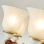 Lampadario regolabile da sala da pranzo dorato in vetro a forma di campana con luce orientata verso l'alto