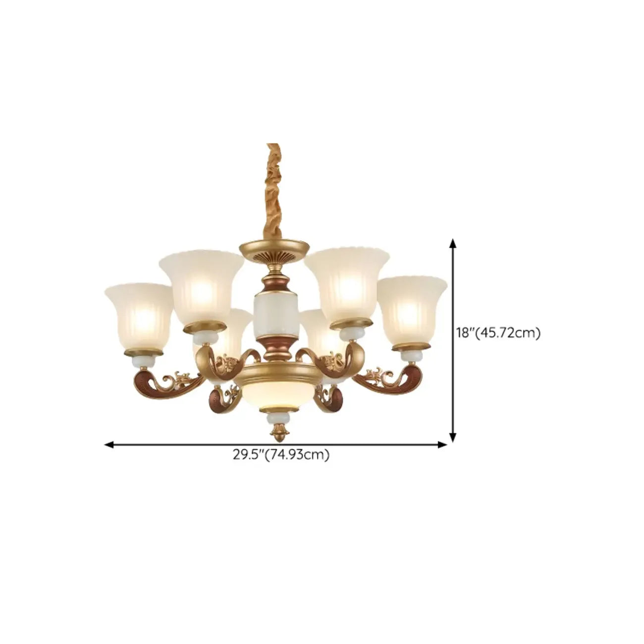 Lampadario regolabile da sala da pranzo dorato in vetro a forma di campana con luce orientata verso l'alto