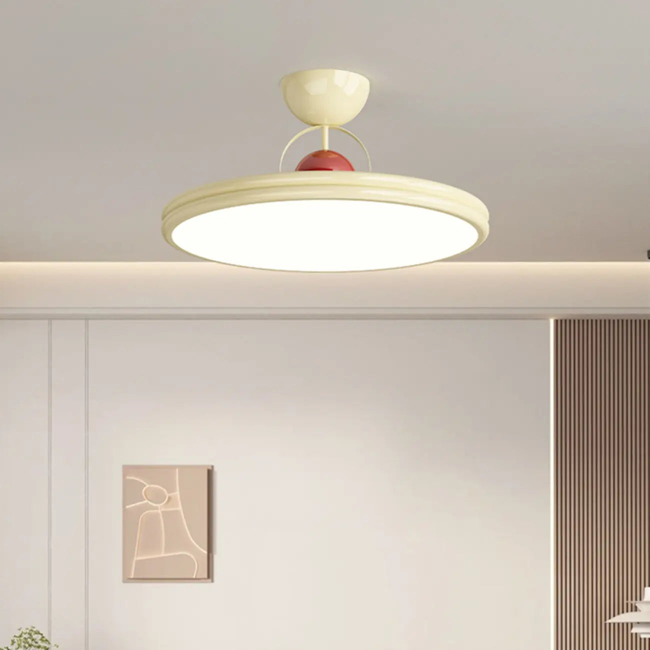 Plafonnier LED semi-encastré rond à intensité variable pour chambre à coucher