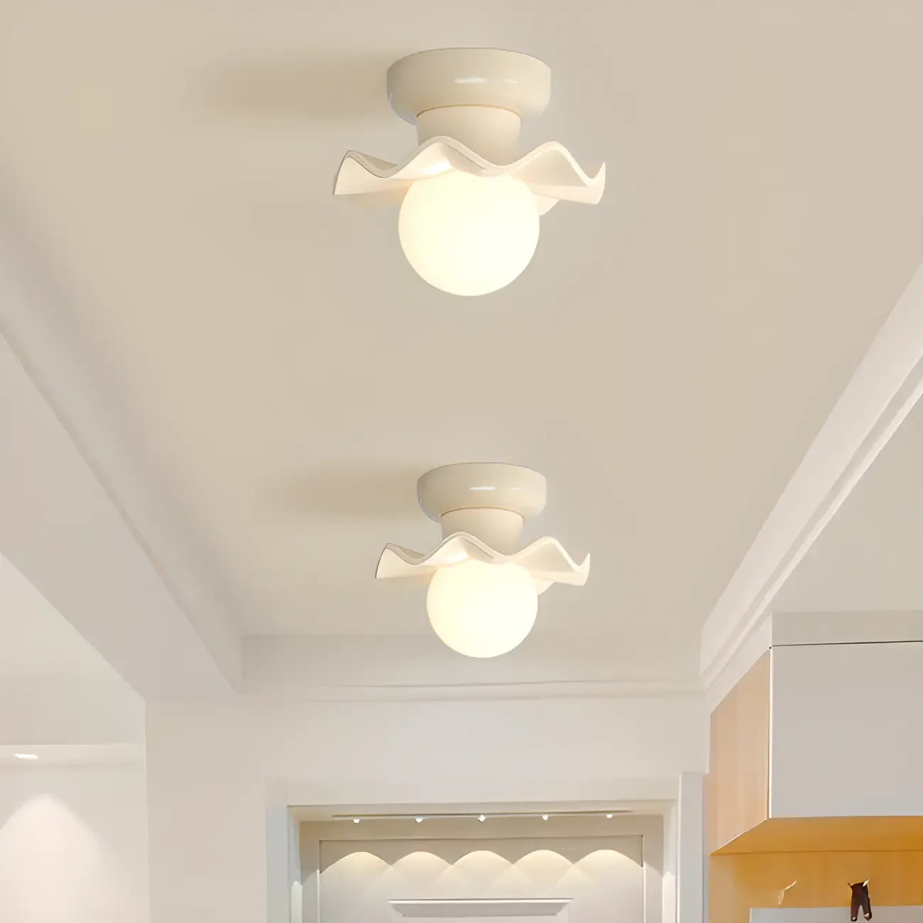 Plafonnier semi-encastré moderne crème de 5 pouces pour couloir