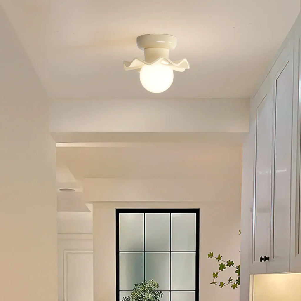 Plafonnier semi-encastré moderne crème de 5 pouces pour couloir