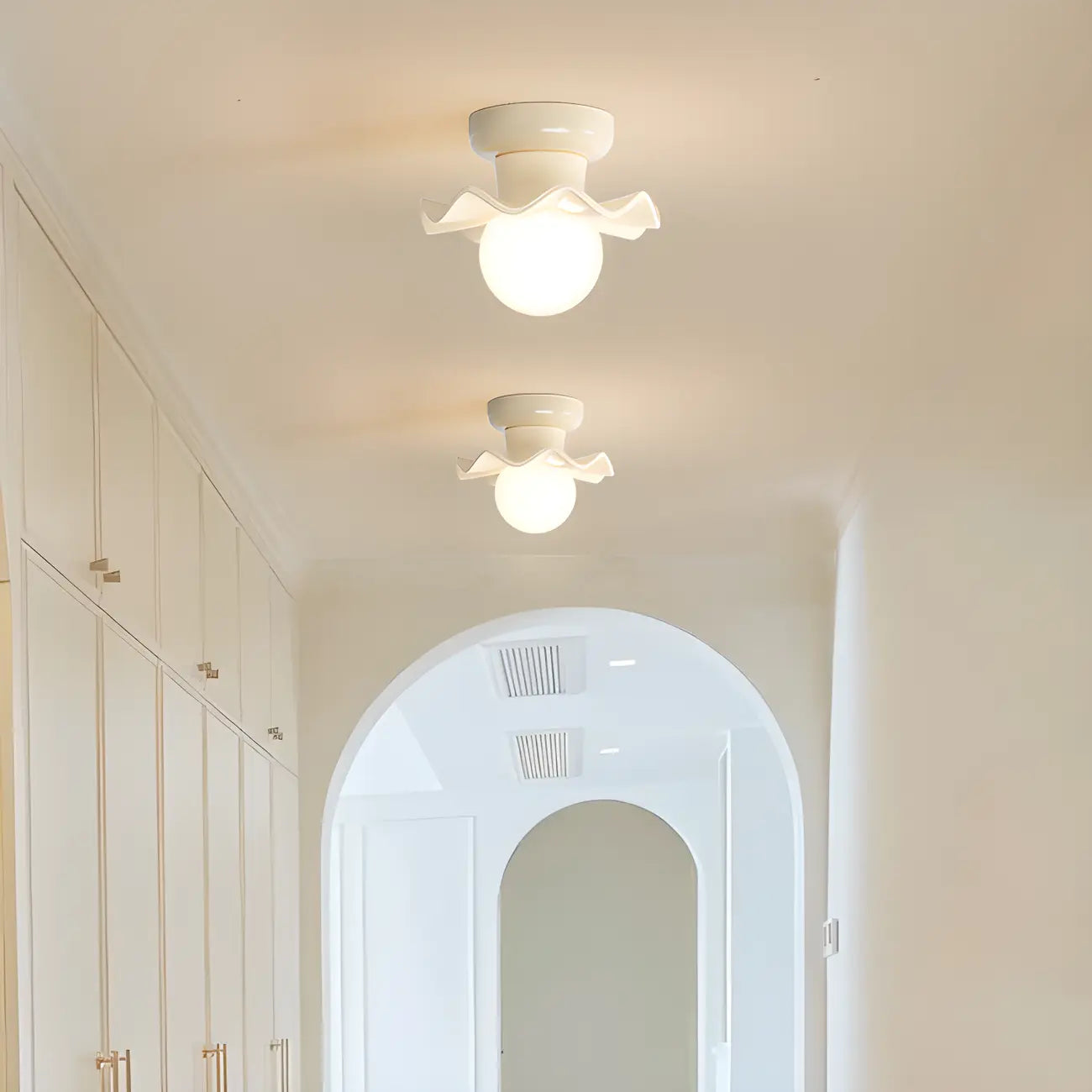 Plafonnier semi-encastré moderne crème de 5 pouces pour couloir