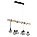 Suspension îlot en métal noir de style industriel en forme de losange pour cuisine