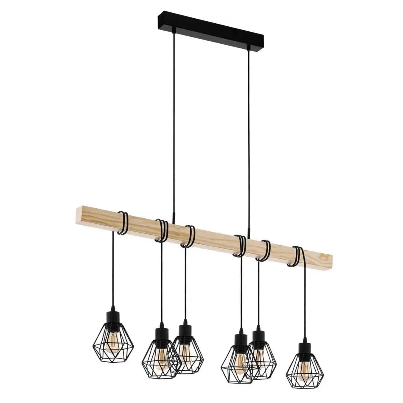 Suspension îlot en métal noir de style industriel en forme de losange pour cuisine