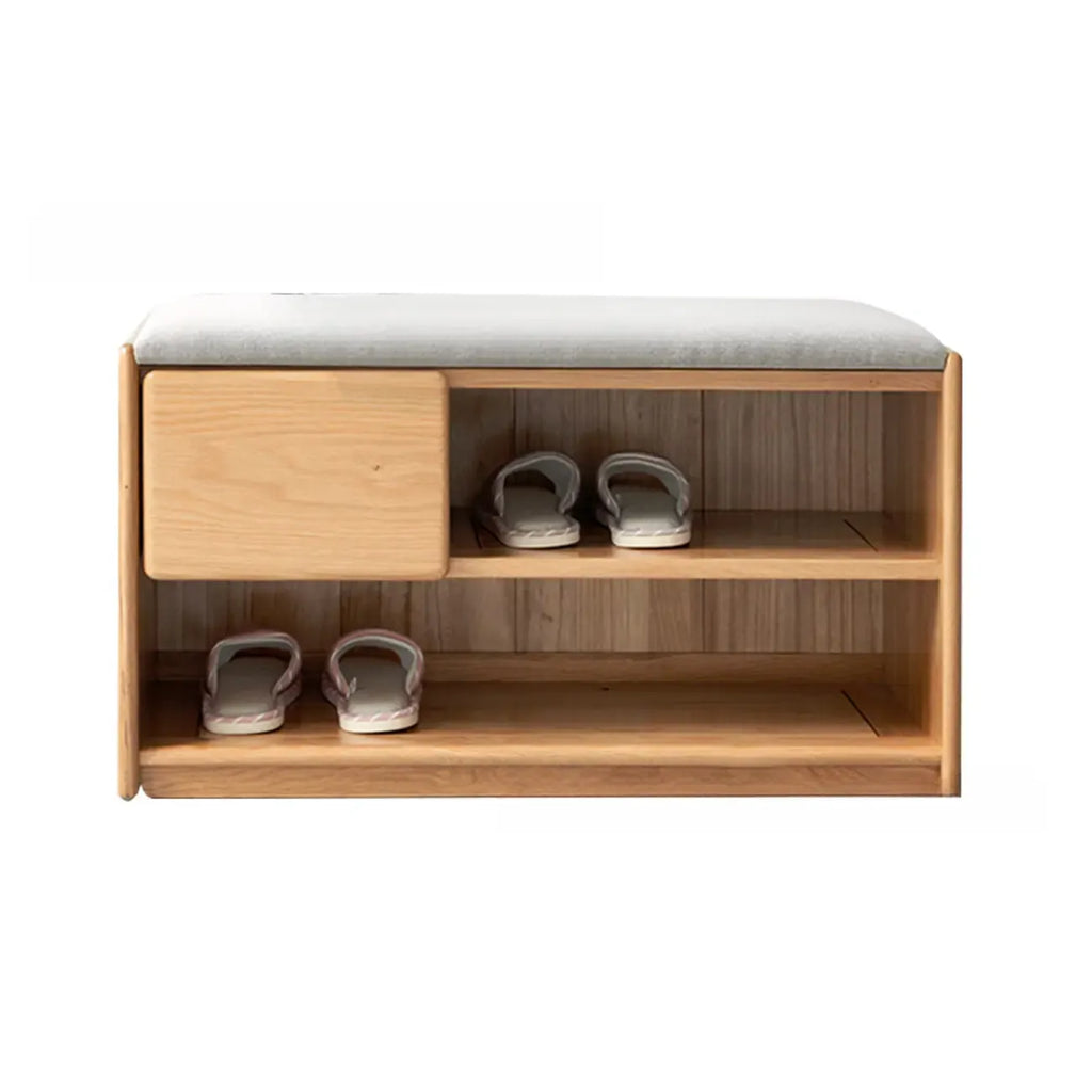 Banc de rangement à chaussures en chêne scandinave avec coussin