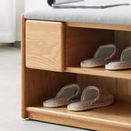 Banc de rangement à chaussures en chêne scandinave avec coussin