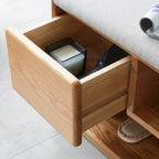 Banc de rangement à chaussures en chêne scandinave avec coussin