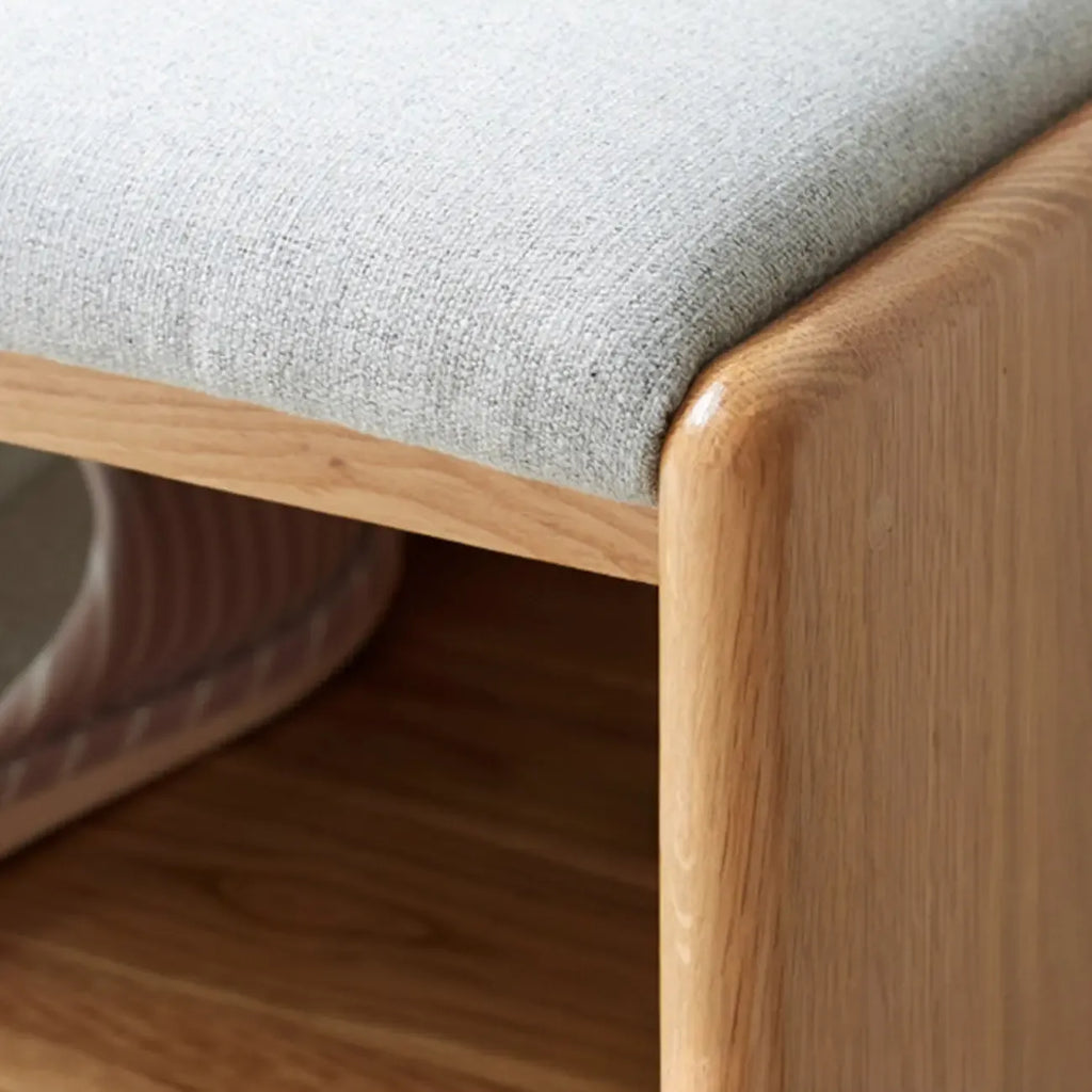Banc de rangement à chaussures en chêne scandinave avec coussin