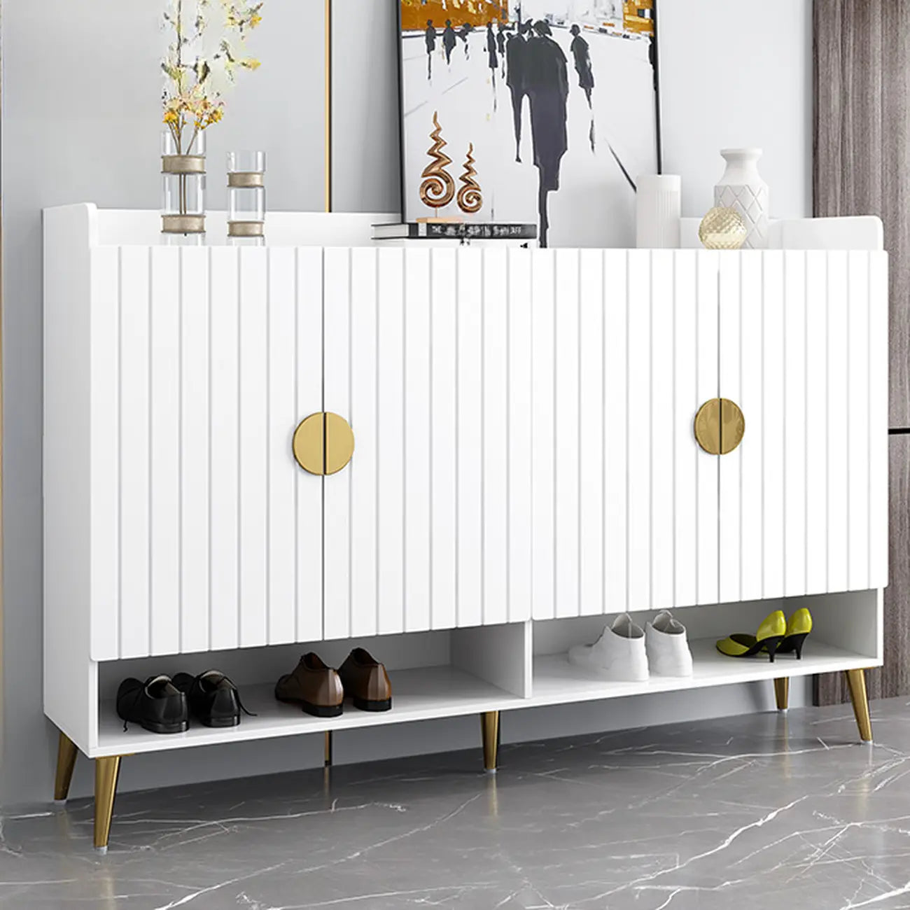 Banc de rangement à chaussures d'entrée avec assise rembourrée