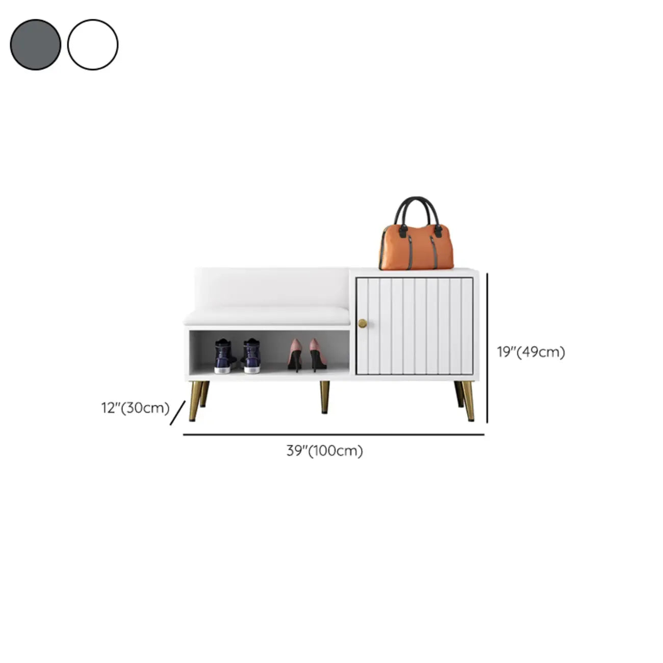 Banc de rangement à chaussures d'entrée avec assise rembourrée