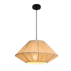Lampadario a sospensione regolabile in rattan orientale e metallo beige