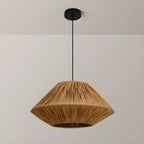 Lampadario a sospensione regolabile in rattan orientale e metallo beige