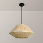 Lampadario a sospensione regolabile in rattan orientale e metallo beige