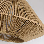 Lampadario a sospensione regolabile in rattan orientale e metallo beige