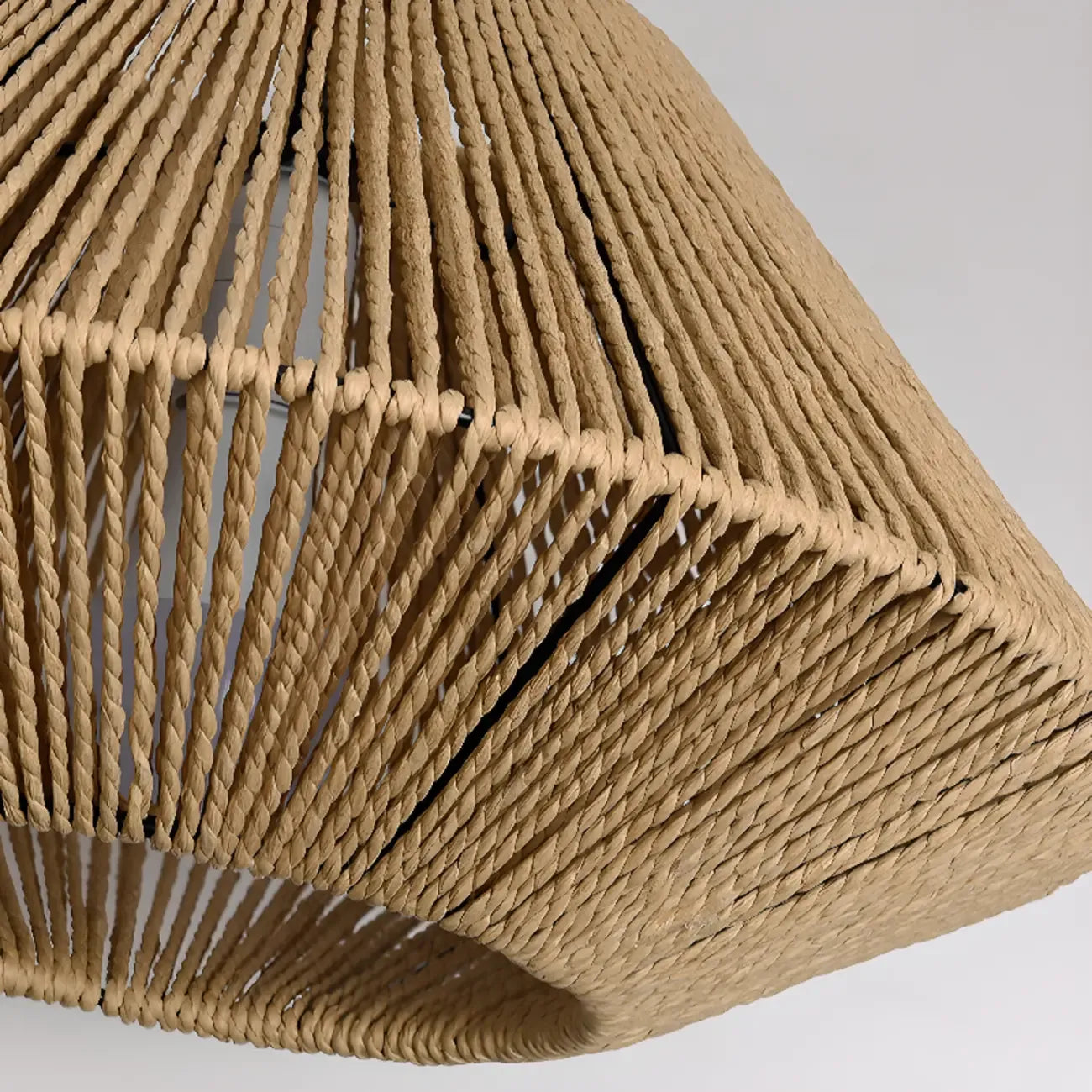 Lampadario a sospensione regolabile in rattan orientale e metallo beige