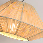 Lampadario a sospensione regolabile in rattan orientale e metallo beige