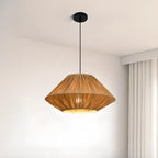 Lampadario a sospensione regolabile in rattan orientale e metallo beige