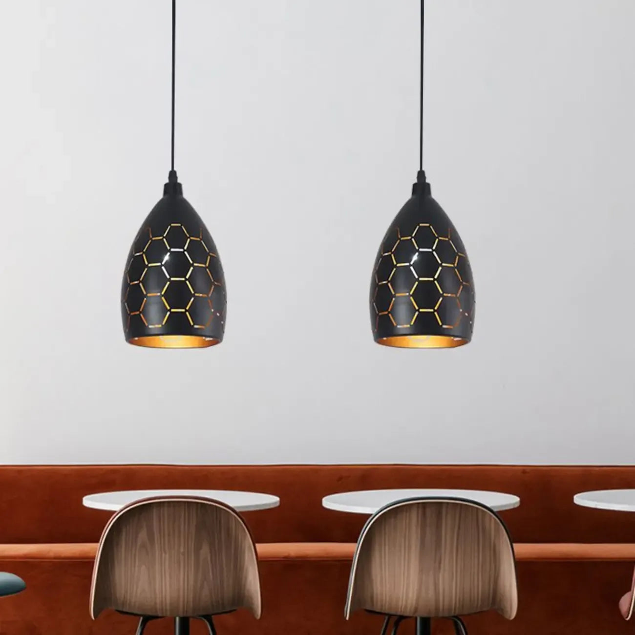 Suspension conique industrielle en métal noir, réglable, pour salle à manger