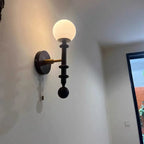 Applique murale vintage en bois et verre, style colonne française