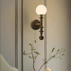 Applique murale vintage en bois et verre, style colonne française