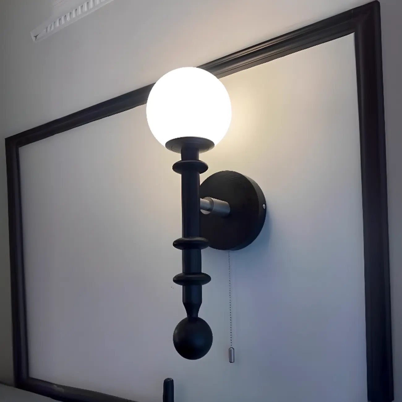 Applique murale vintage en bois et verre, style colonne française