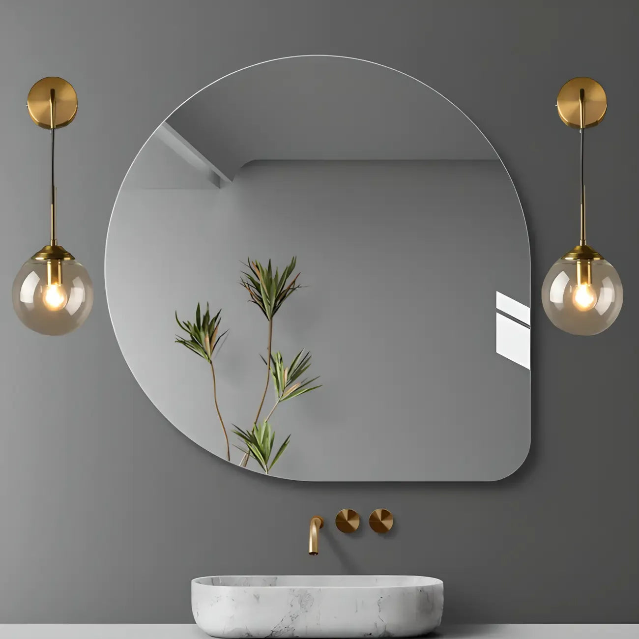 Applique murale moderne en verre doré avec globe pour salle de bain