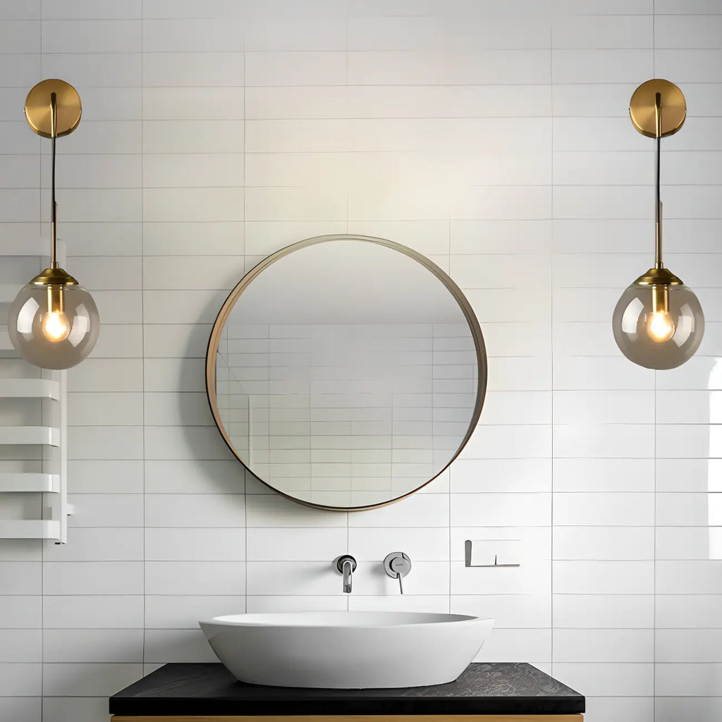 Applique murale moderne en verre doré avec globe pour salle de bain