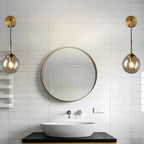 Applique murale moderne en verre doré avec globe pour salle de bain
