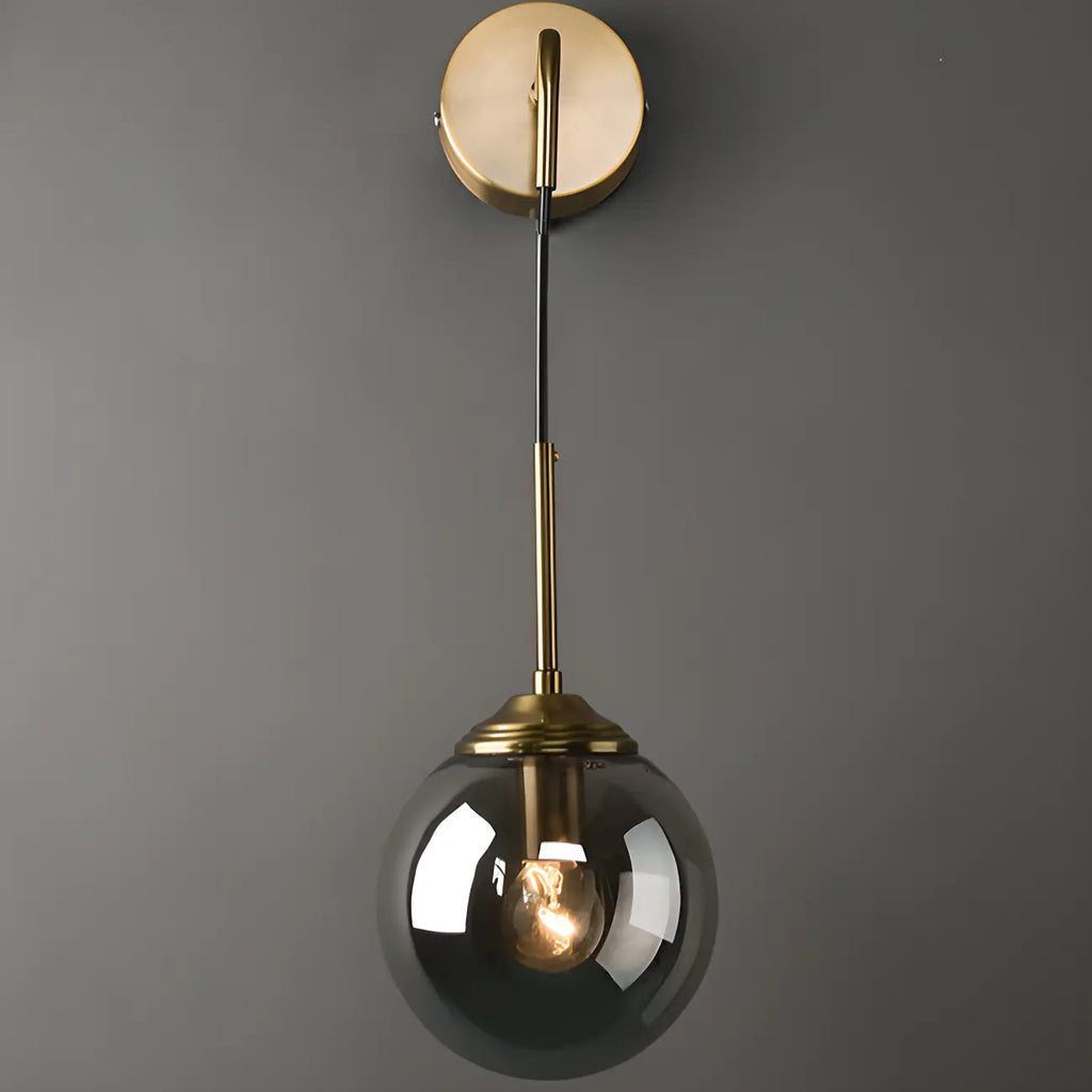 Applique murale moderne en verre doré avec globe pour salle de bain