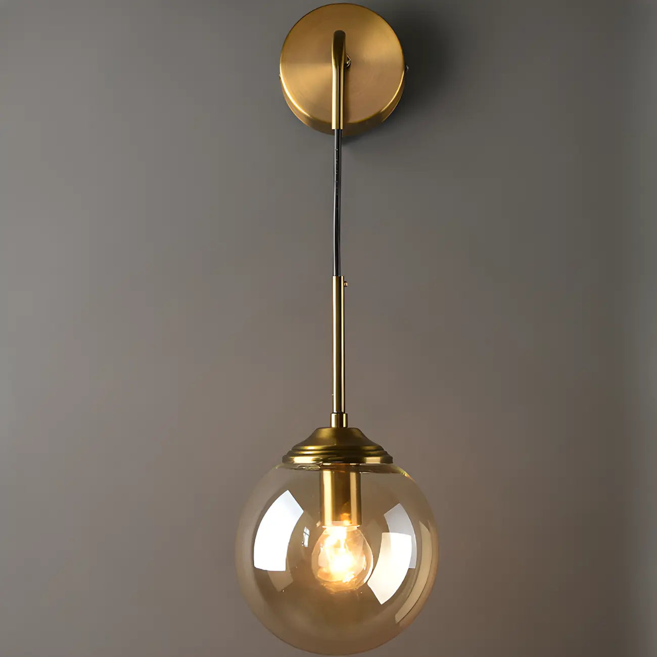 Applique murale moderne en verre doré avec globe pour salle de bain