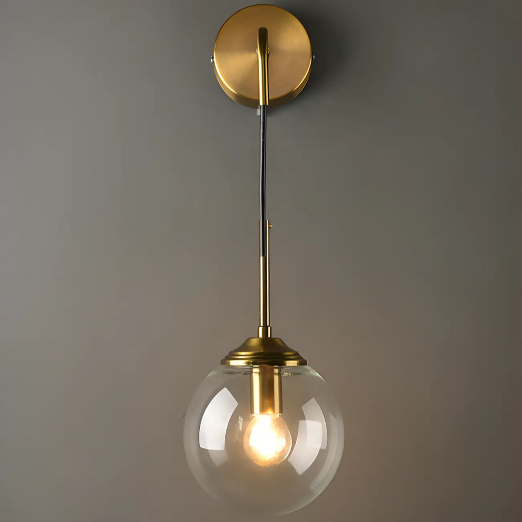 Applique murale moderne en verre doré avec globe pour salle de bain